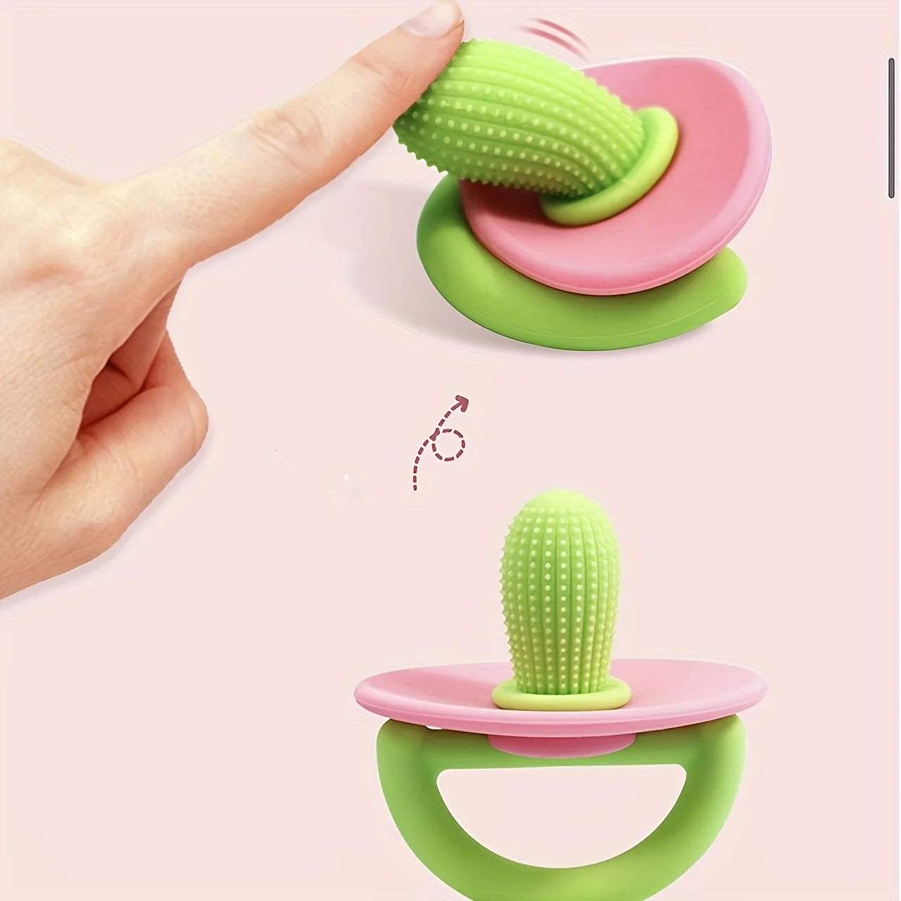 Silicone Teething Ring β Pacifier Type Teether with Soft Molar Stick & Massage Dots for Babie