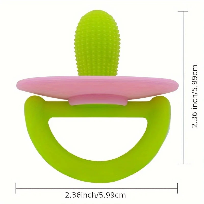 Silicone Teething Ring β Pacifier Type Teether with Soft Molar Stick & Massage Dots for Babie