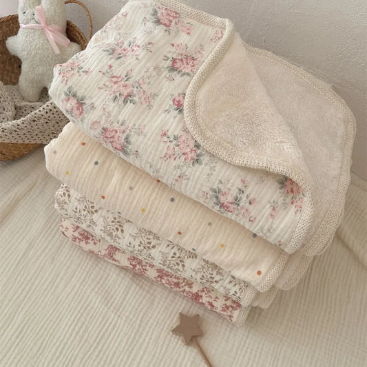 Winter Baby Blanket for Newborn Fleece Cotton Muslin Swaddle Bedding Velvet Stroller Cover New Born Kids Blanket Mother Kids