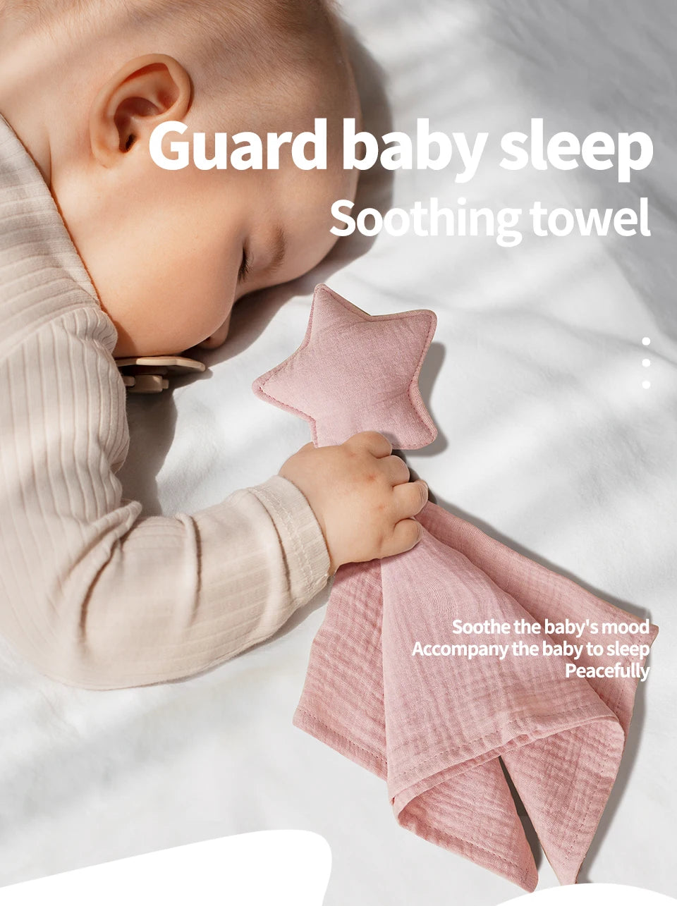 Baby Cotton Muslin Comfort Blanket - Cute Cat Doll Security Towel for Infants