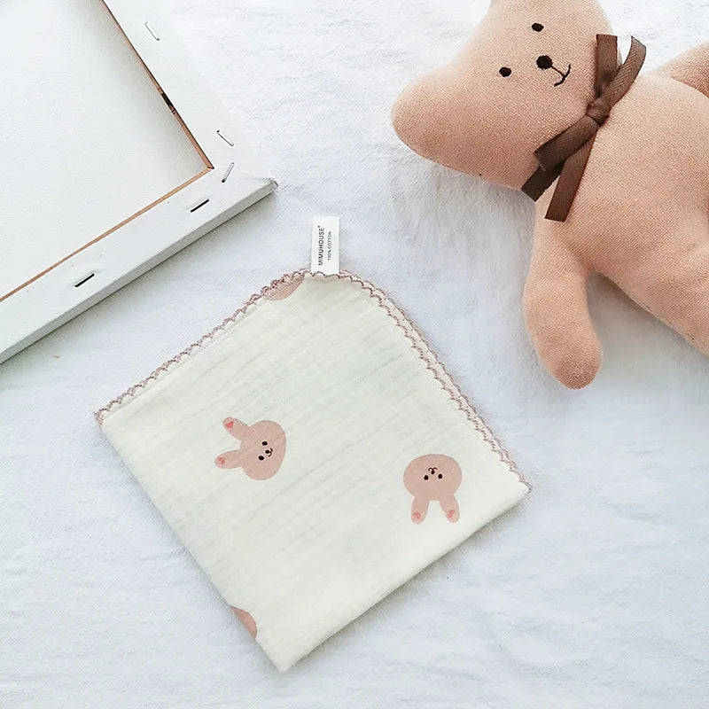 4-Layer Muslin Baby Face Towels – Soft Cotton Bibs & Burp Cloths for Newborns (0-12 Months)