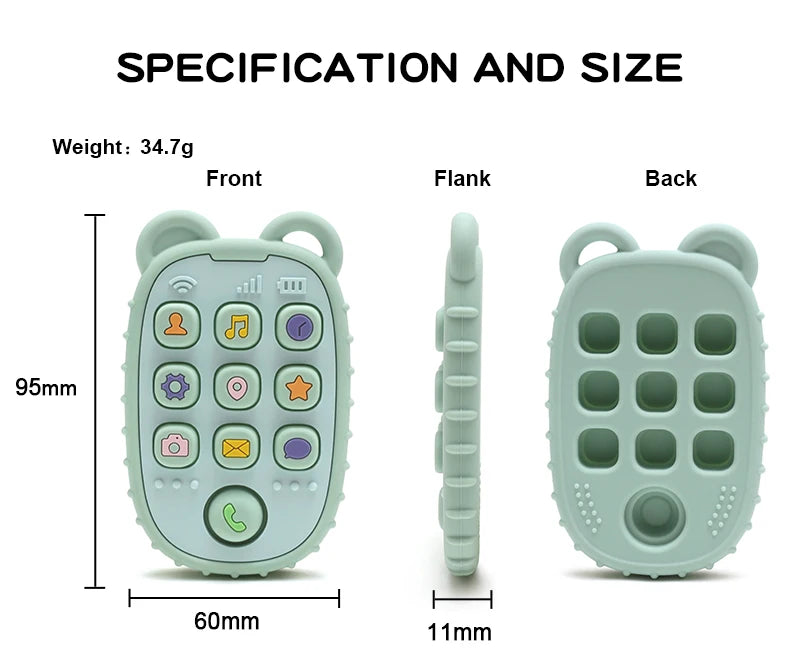 New Baby Phone Teether - Silicone Mobile Shape Sensory Educational Toy Gift Set