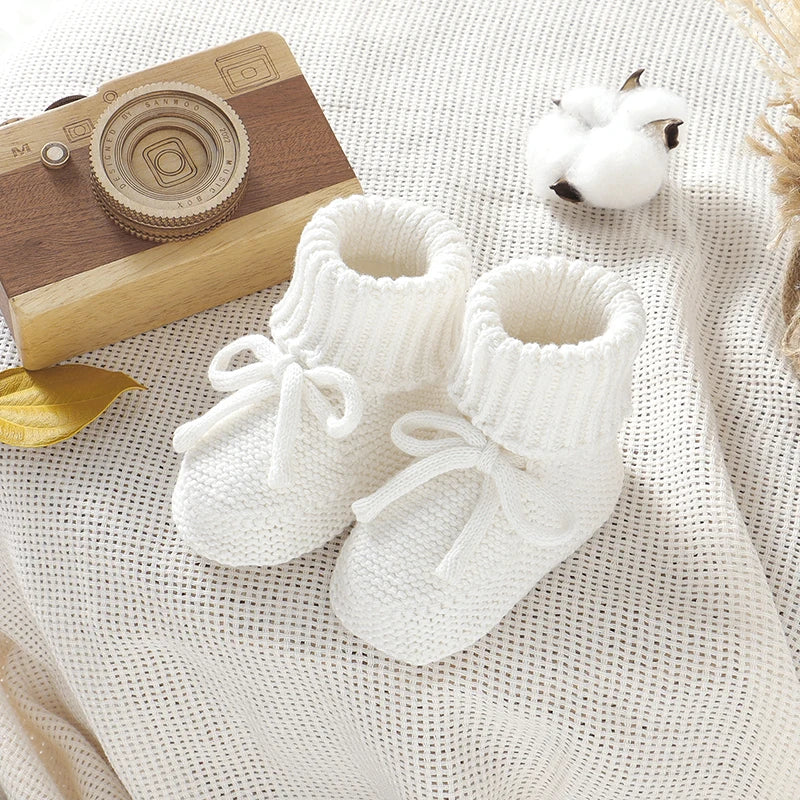 Baby Shoes Solid Color Knitted Newborn Boys and Girls Boots First Walkers Soft Bottom Infant Unisex Footwear 0-18m Child Booties