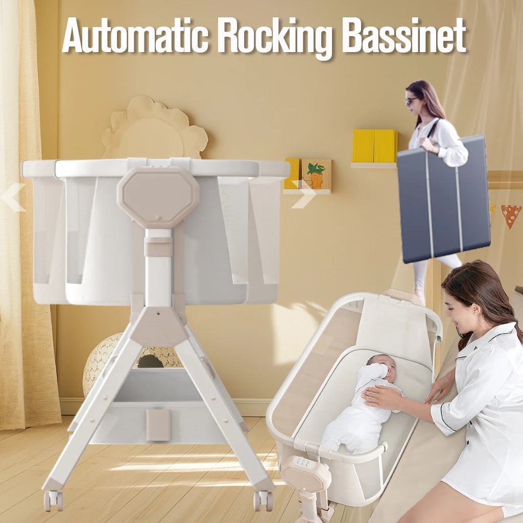 Rocking Baby Bassinet,Baby Cribs,Newborn Co-Sleeper,Infant Beside Sleeper,Unisex Baby Bed Cribs, Portable Travel Crib,Cradle