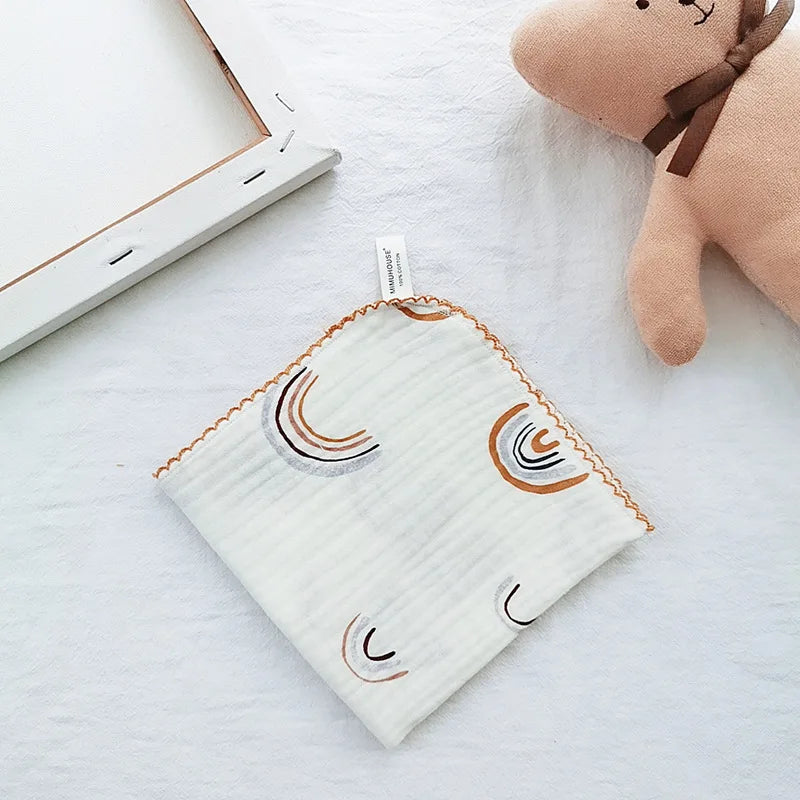 4-Layer Muslin Baby Face Towels – Soft Cotton Bibs & Burp Cloths for Newborns (0-12 Months)