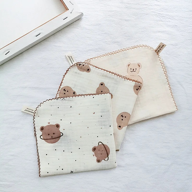 4-Layer Muslin Baby Face Towels – Soft Cotton Bibs & Burp Cloths for Newborns (0-12 Months)