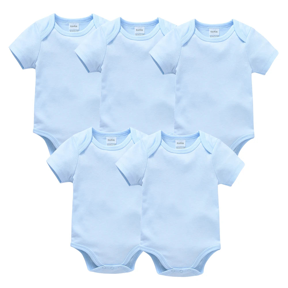 5 Pcs Set Baby Boys Clothes 100%Cotton Solid Black Short Sleeve Blank Baby Bodysuits body bebe  Newborn Jumpsuit Plain 0-24 M