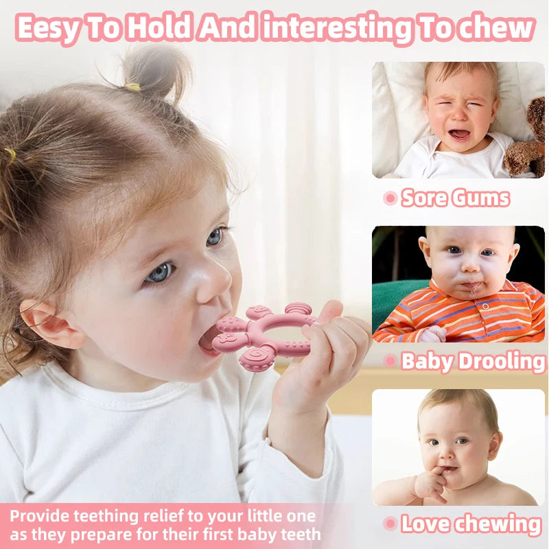 Multicolor Silicone Baby Ring Teether - Anxiety Relief Sensory Toy for 0-12 Months