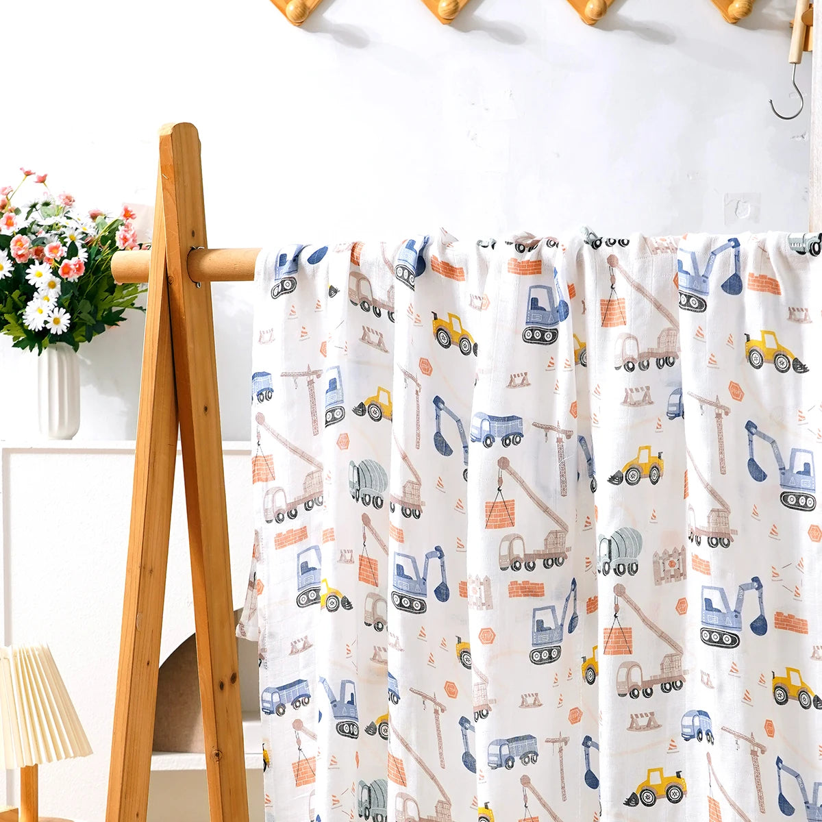Bamboo Cotton Baby Muslin Swaddle Blanket - 120x110cm Soft Print Newborn Wrap