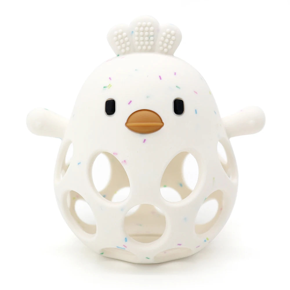 Silicone Baby Teething Gloves – Cartoon Chick Design Anti-Bite Hand Protection for Gum Relief (3+ Months)