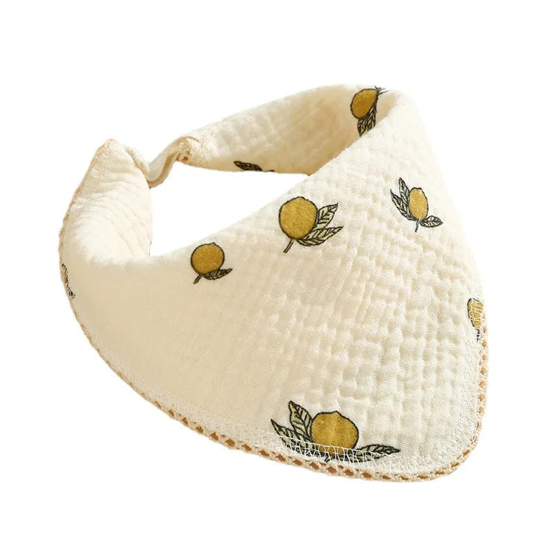 Newborn Drooling Bib Gauze Handkerchief Bib Organic Cotton Soft and Absorbent Baby Scarf Cute Cartoon Bear Print Towels