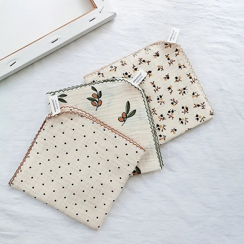 4-Layer Muslin Baby Face Towels – Soft Cotton Bibs & Burp Cloths for Newborns (0-12 Months)