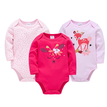 Long-Sleeve Cotton Baby Bodysuit Set – 3/6 Pack 0–24 Months