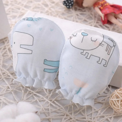 5-Pair Newborn Cotton Mittens – Soft 0–3 Month Gloves