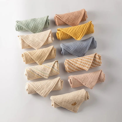 5-Pack Baby Muslin Towel Set - Soft Cotton Gauze Washcloths for Newborns