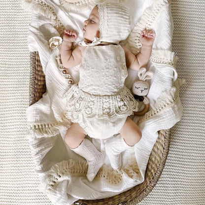 Cotton Muslin Swaddle Blanket – Tassel Baby Wrap