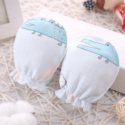 5-Pair Newborn Cotton Mittens – Soft 0–3 Month Gloves