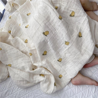 Cotton Bamboo Muslin Swaddle – 120 × 120 cm Baby Blanket