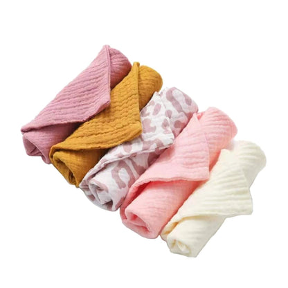 5-Pack Gauze Baby Burp Cloths – Soft Absorbent Towels