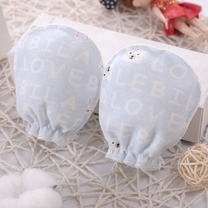 5-Pair Newborn Cotton Mittens – Soft 0–3 Month Gloves