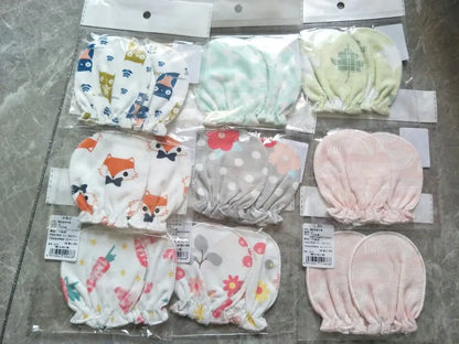 5-Pair Newborn Cotton Mittens – Soft 0–3 Month Gloves