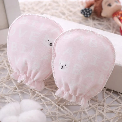 5-Pair Newborn Cotton Mittens – Soft 0–3 Month Gloves