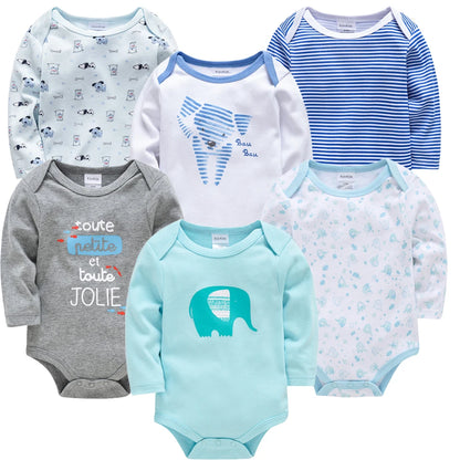 Long-Sleeve Cotton Baby Bodysuit Set – 3/6 Pack 0–24 Months