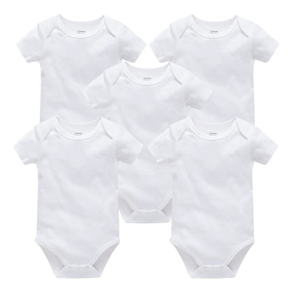 KAVKAS Cotton Baby Bodysuit – White Short-Sleeve 9–12M
