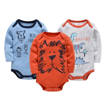 Long-Sleeve Cotton Baby Bodysuit Set – 3/6 Pack 0–24 Months