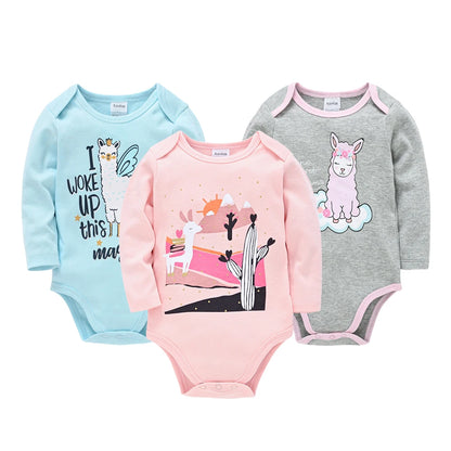 Long-Sleeve Cotton Baby Bodysuit Set – 3/6 Pack 0–24 Months