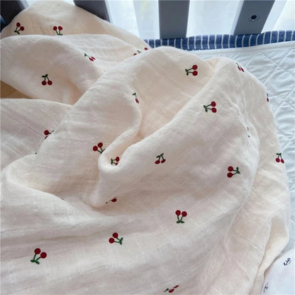 Cotton Bamboo Muslin Swaddle – 120 × 120 cm Baby Blanket