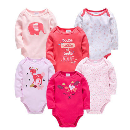 Long-Sleeve Cotton Baby Bodysuit Set – 3/6 Pack 0–24 Months