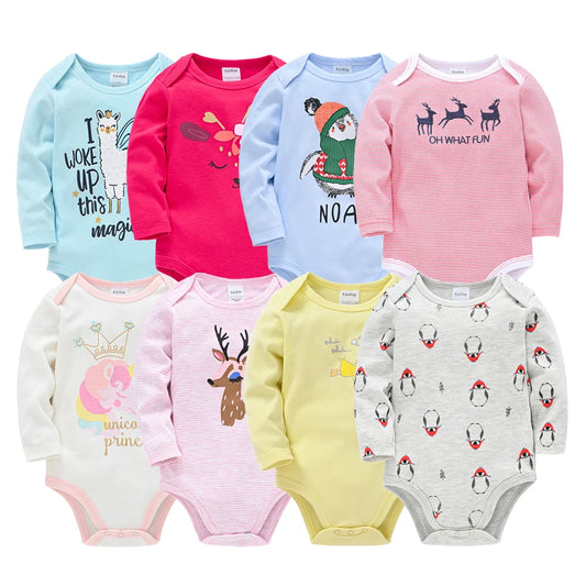 Long-Sleeve Cotton Baby Bodysuit Set – 3/6 Pack 0–24 Months