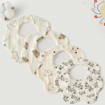 3-Pack Petal Baby Bibs – Cotton Gauze Feeding & Drool Set