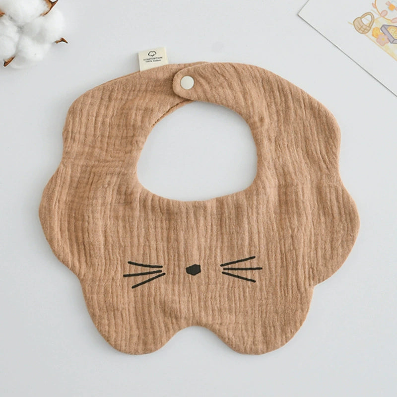 Saliva Towel Baby Spring and Summer Bib Newborn Baby Pure Cotton Gauze Fall and Winter Petals Bib Waterproof Milk Spilt