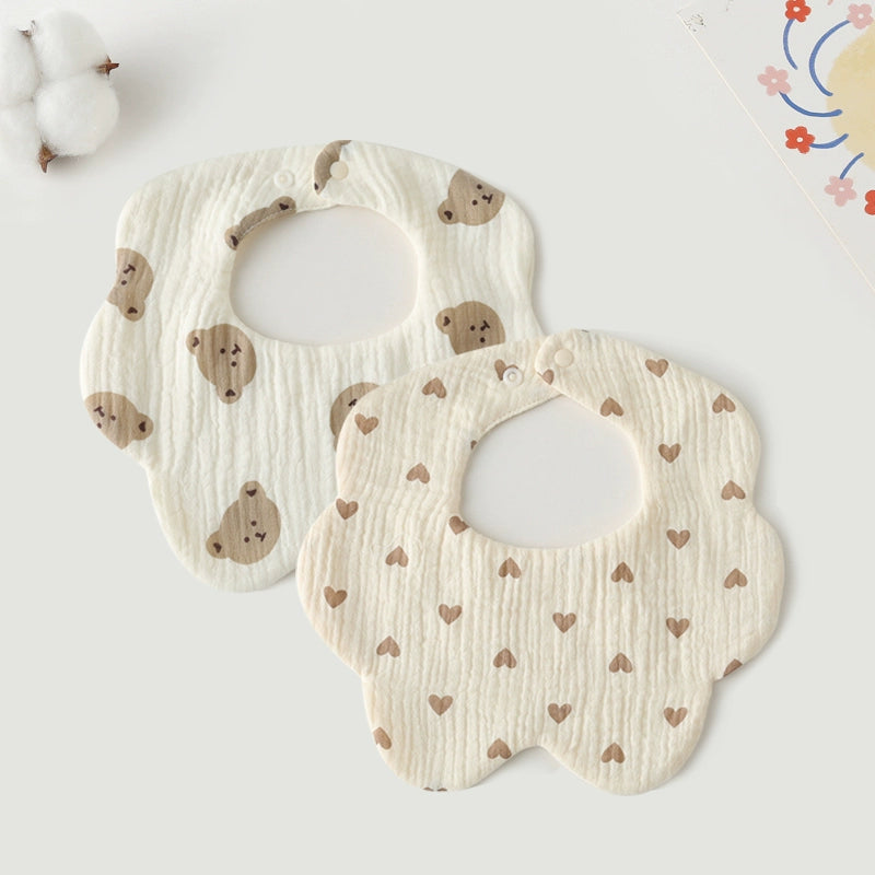 Saliva Towel Baby Spring and Summer Bib Newborn Baby Pure Cotton Gauze Fall and Winter Petals Bib Waterproof Milk Spilt