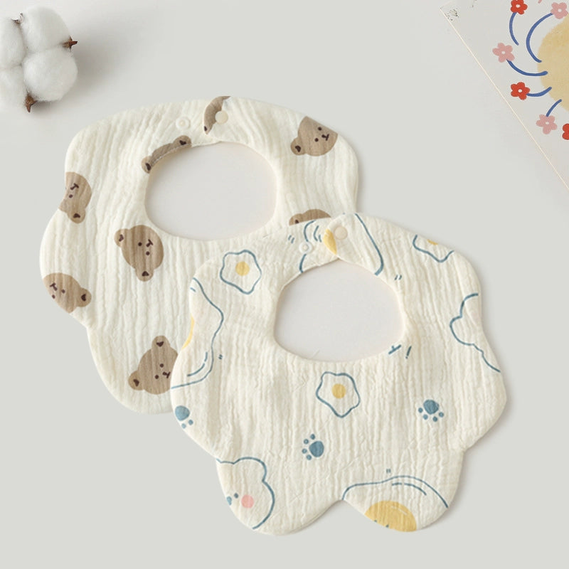 Saliva Towel Baby Spring and Summer Bib Newborn Baby Pure Cotton Gauze Fall and Winter Petals Bib Waterproof Milk Spilt