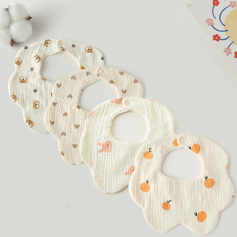 Saliva Towel Baby Spring and Summer Bib Newborn Baby Pure Cotton Gauze Fall and Winter Petals Bib Waterproof Milk Spilt