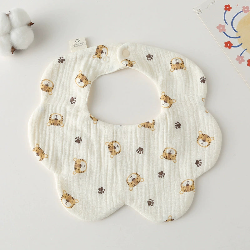 Saliva Towel Baby Spring and Summer Bib Newborn Baby Pure Cotton Gauze Fall and Winter Petals Bib Waterproof Milk Spilt