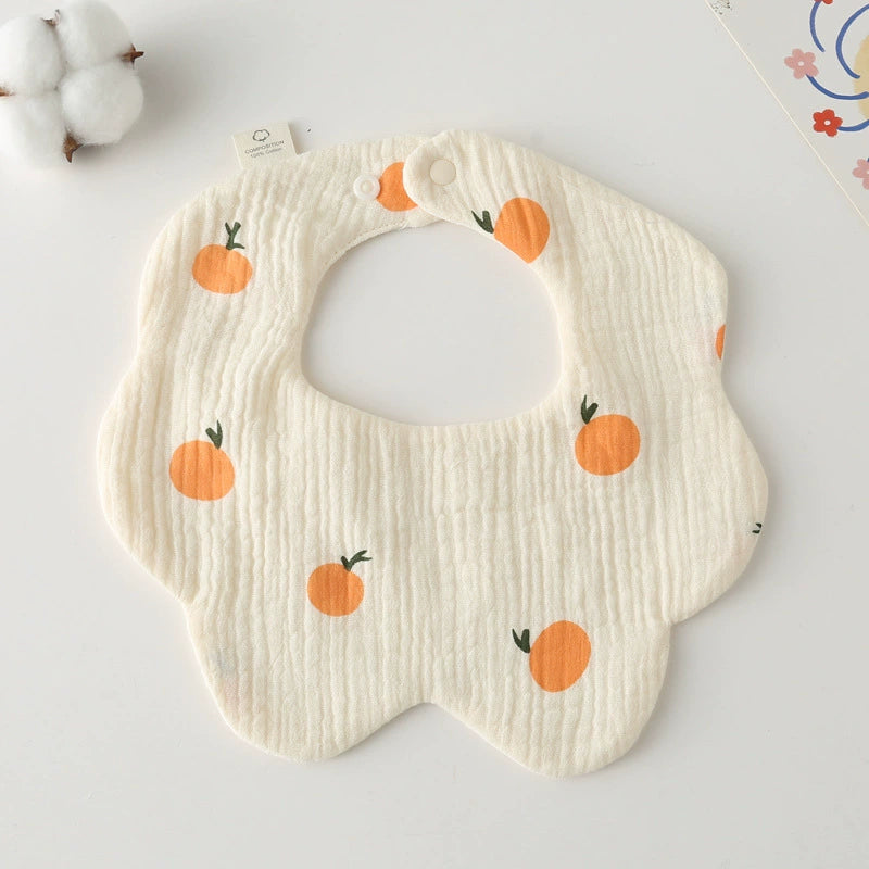 Saliva Towel Baby Spring and Summer Bib Newborn Baby Pure Cotton Gauze Fall and Winter Petals Bib Waterproof Milk Spilt