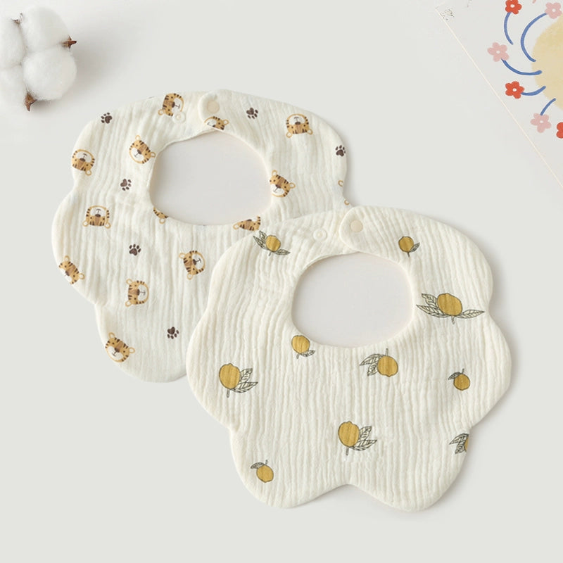 Saliva Towel Baby Spring and Summer Bib Newborn Baby Pure Cotton Gauze Fall and Winter Petals Bib Waterproof Milk Spilt