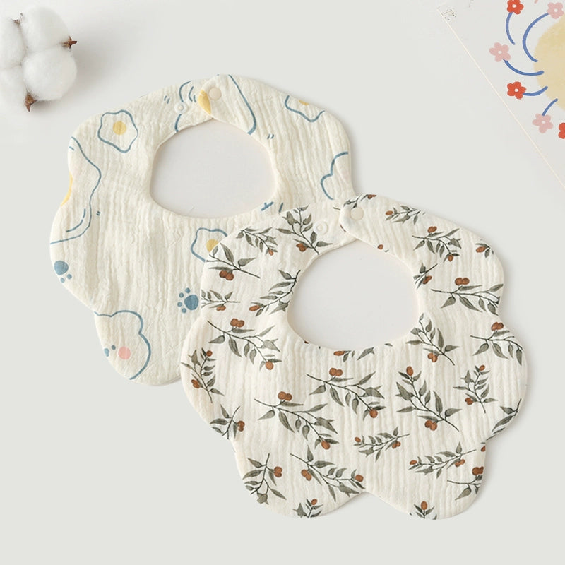 Saliva Towel Baby Spring and Summer Bib Newborn Baby Pure Cotton Gauze Fall and Winter Petals Bib Waterproof Milk Spilt