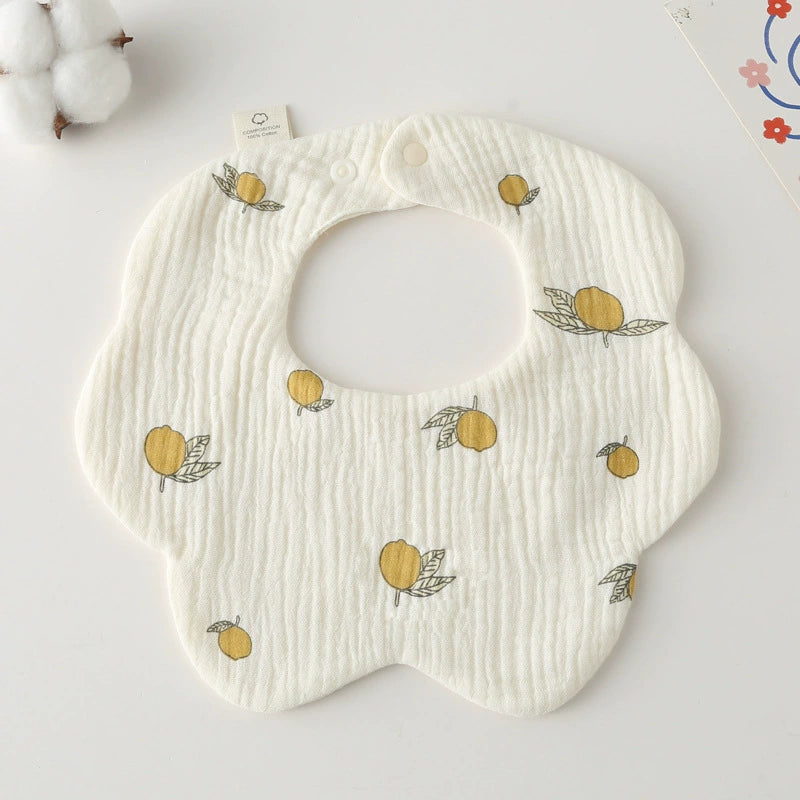 Saliva Towel Baby Spring and Summer Bib Newborn Baby Pure Cotton Gauze Fall and Winter Petals Bib Waterproof Milk Spilt