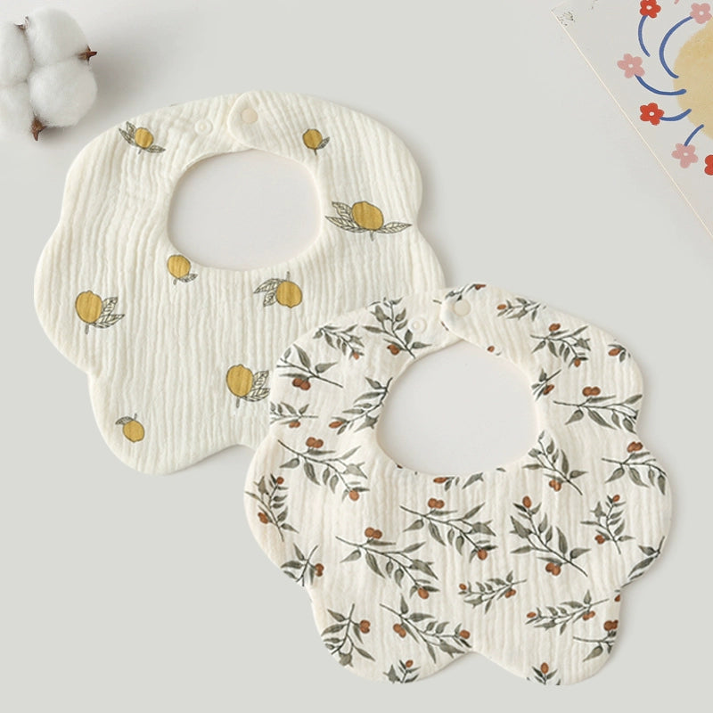 Saliva Towel Baby Spring and Summer Bib Newborn Baby Pure Cotton Gauze Fall and Winter Petals Bib Waterproof Milk Spilt