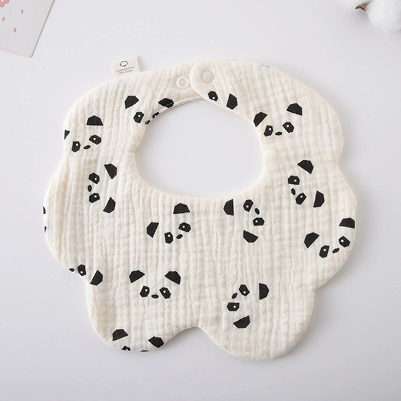 Saliva Towel Baby Spring and Summer Bib Newborn Baby Pure Cotton Gauze Fall and Winter Petals Bib Waterproof Milk Spilt