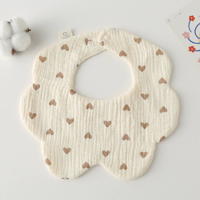 Saliva Towel Baby Spring and Summer Bib Newborn Baby Pure Cotton Gauze Fall and Winter Petals Bib Waterproof Milk Spilt