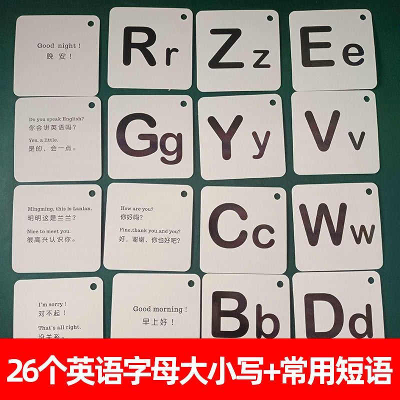 English Letter Word Cards - 26 Alphabet Learning Cards for Early Education