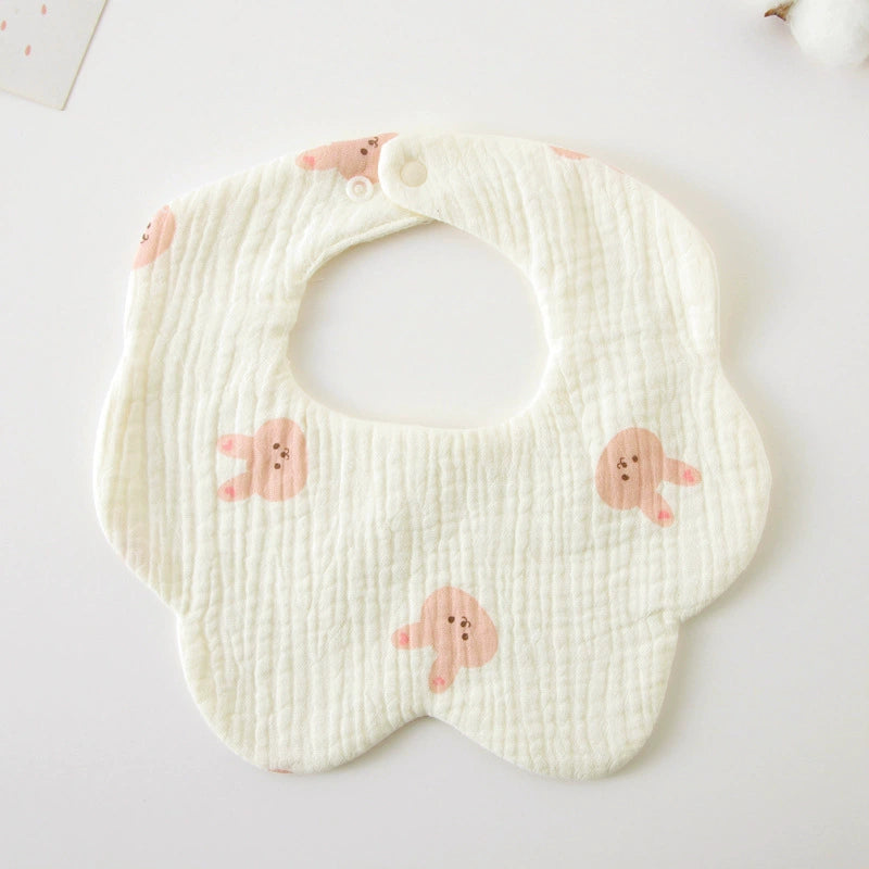 Saliva Towel Baby Spring and Summer Bib Newborn Baby Pure Cotton Gauze Fall and Winter Petals Bib Waterproof Milk Spilt