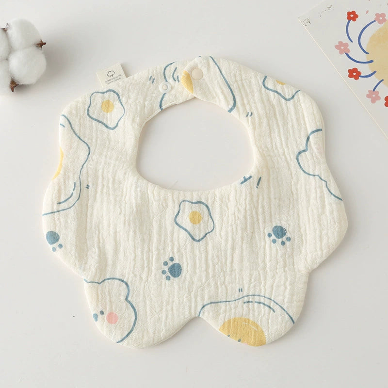 Saliva Towel Baby Spring and Summer Bib Newborn Baby Pure Cotton Gauze Fall and Winter Petals Bib Waterproof Milk Spilt
