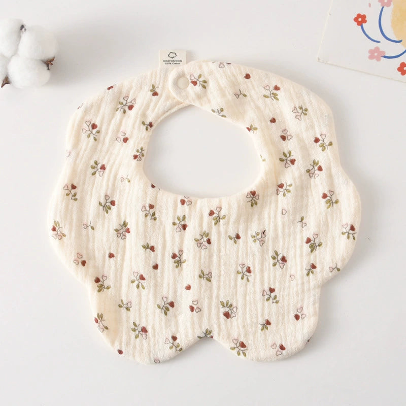Saliva Towel Baby Spring and Summer Bib Newborn Baby Pure Cotton Gauze Fall and Winter Petals Bib Waterproof Milk Spilt